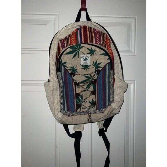ThreadHeads Himalayan Hemp Tan & Multicolor Backpack - 11"x16" - Picture 1 of 7